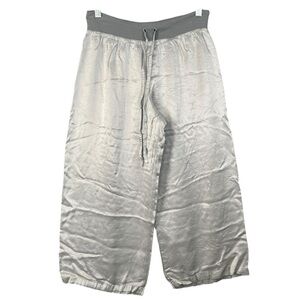 PJ HARLOW Jolie Capri Satin Palazzo Pajama Pant Silver Size Small